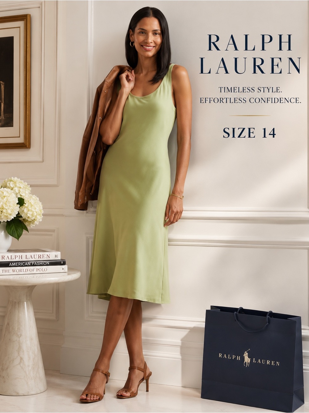 Ralph Lauren Light Green Sleeveless Slip Dress